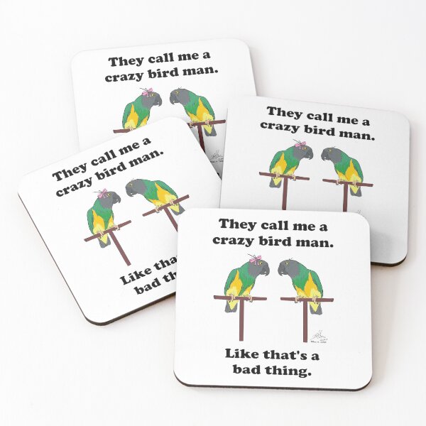 Item preview, Crazy Bird Man with Senegal Parrots designed and sold by Laughing Parrot Studio.