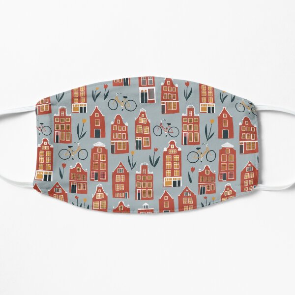 Cute Amsterdam houses pattern Flat Mask