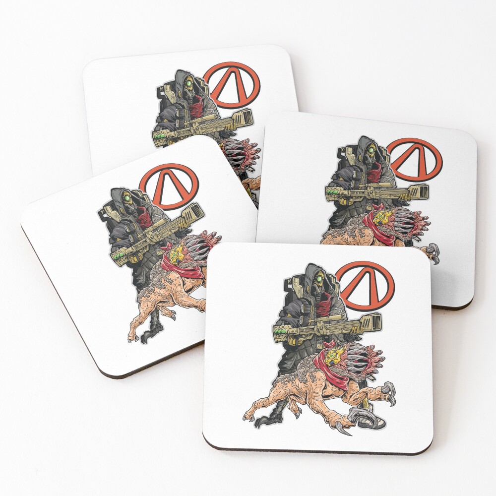 FL4K The Beastmaster With Guard Skag Vault Symbol Borderlands 3 Rakk Attack! Coasters (Set of 4)