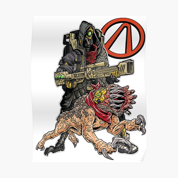 FL4K The Beastmaster With Guard Skag Vault Symbol Borderlands 3 Rakk Attack! Poster