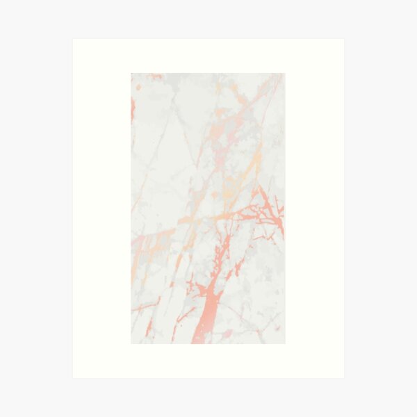 Peach, Pink and White Marble Art Print