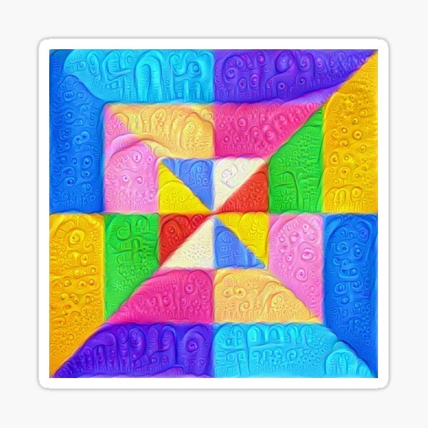 DeepDream Color Squares Visual Areas 5x5K v1448123183 Sticker