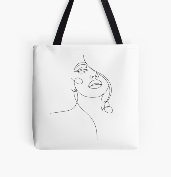 minimal woman face line art Tote Bag