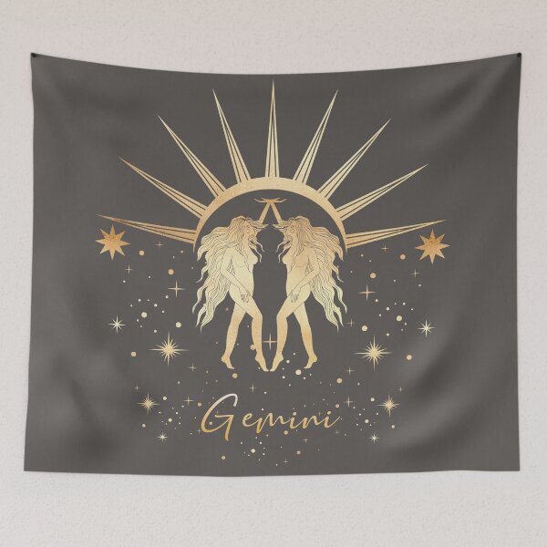 Item preview, Gemini Twins Night and Day Sun and Stars - Gray designed and sold by Breece.