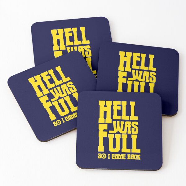 Item preview,  Hell was full so I came Back Dark Navy  and Yellow designed and sold by AirsoftBD.