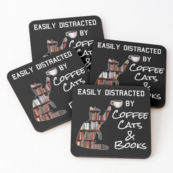 Item preview, Easily Distracted by Coffee, Cats, and Books designed and sold by CrystalRaen.
