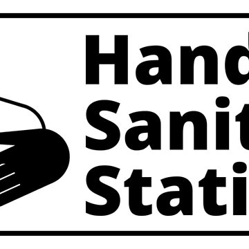 Artwork thumbnail, Hand Sanitizer Station Sign - Black and White by SocialShop