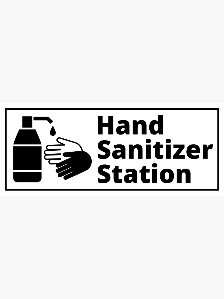 Thumbnail 3 of 3, Sticker, Hand Sanitizer Station Sign - Black and White designed and sold by SocialShop.