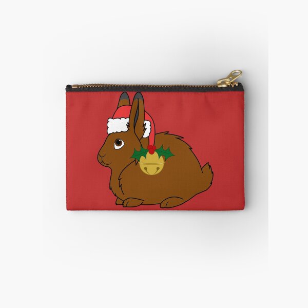 Item preview, Brown Arctic Hare with Red Santa Hat, Holly & Gold Bell designed and sold by Grifynne.