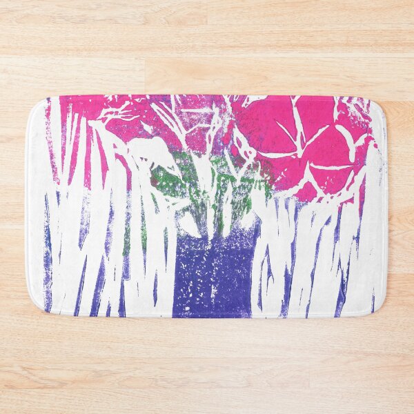 Item preview, Pink Flowers in Purple Vase Ink Block Print designed and sold by BigAl3D.