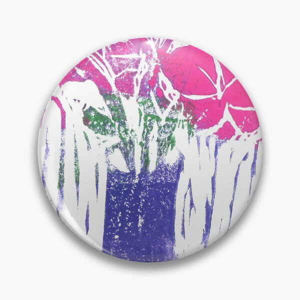 Item preview, Pink Flowers in Purple Vase Ink Block Print designed and sold by BigAl3D.