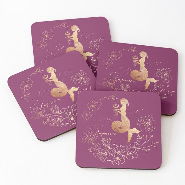 Item preview, Capricorn Woman Mermaid in the Stars Holding the Moon Surrounded by a Floral Wreath - Pink designed and sold by Breece.