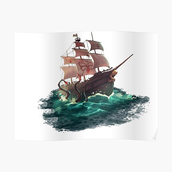 Sea Of Thieves Galleon Kraken Design Poster