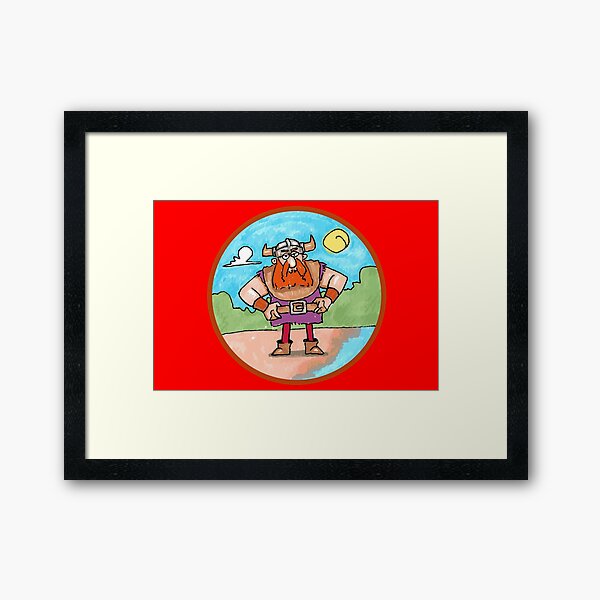 Cartoon viking Framed Art Print