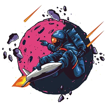 Artwork thumbnail, Astronaut Riding A Rocker by Curio Meridian