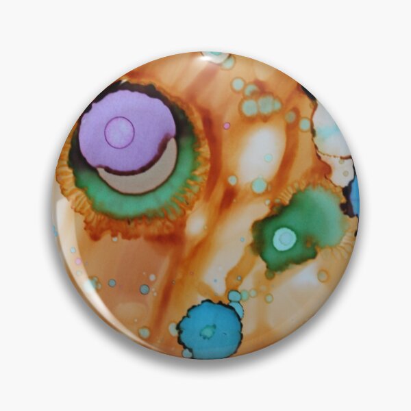 Item preview, Flowers on orange alcohol ink art designed and sold by themuseinspired.