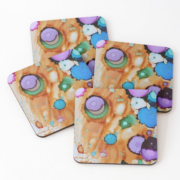 Item preview, Flowers on orange alcohol ink art designed and sold by themuseinspired.