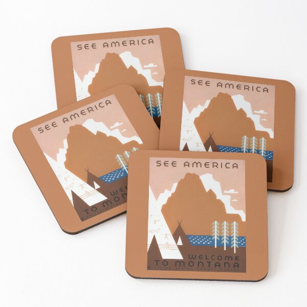 Item preview, Welcome to Montana - United States Travel Bureau - WPA 1937 designed and sold by warishellstore.