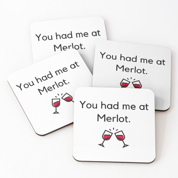 Item preview, You had me at Merlot. Funny text with two cute glasses of wine. designed and sold by 4empowear.