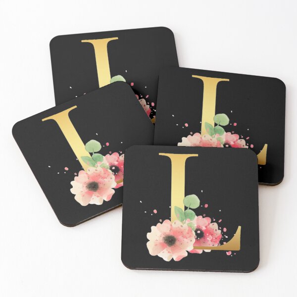 Item preview, Floral Gold Monogram L - Letter Art Black designed and sold by MysticMagpie.