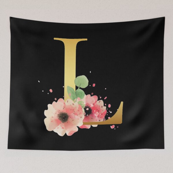 Item preview, Floral Gold Monogram L - Letter Art Black designed and sold by MysticMagpie.