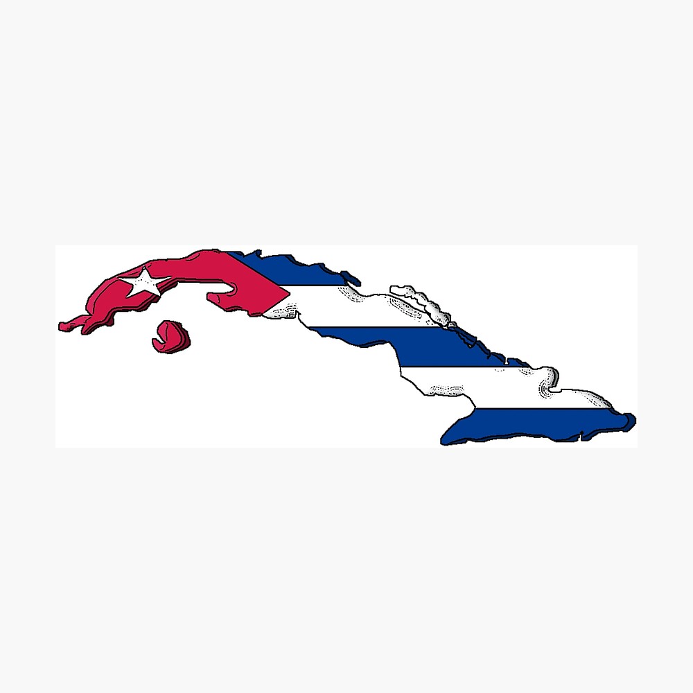 Cuba Map With Cuban Flag Poster