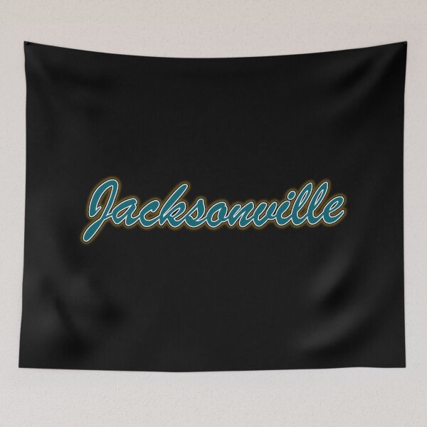Item preview, Jacksonville Teal and White on Black with Gold Glow designed and sold by gkillerb.
