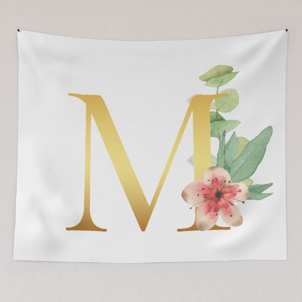 Item preview, Floral Gold Monogram M - Letter Art designed and sold by MysticMagpie.