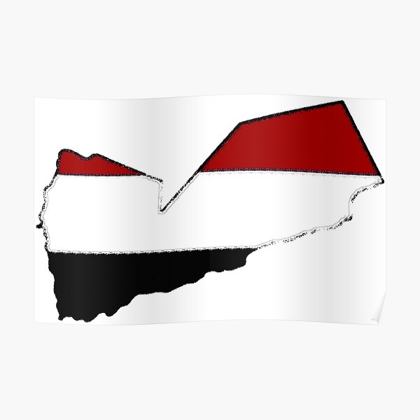 Yemen Map With Yemeni Flag Poster For Sale By Havocgirl Redbubble 