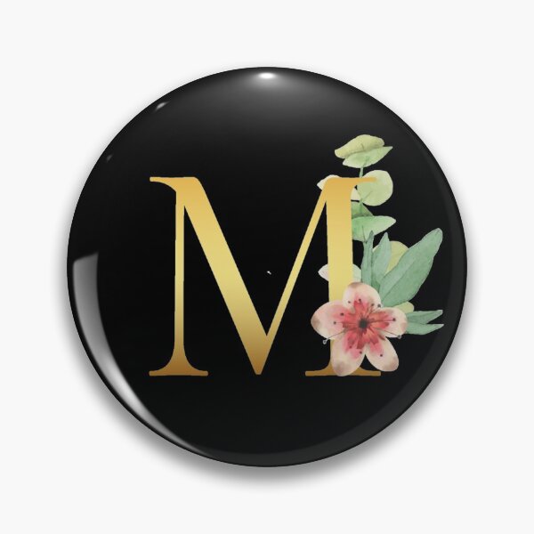 Item preview, Floral Gold Monogram M - Letter Art Black designed and sold by MysticMagpie.