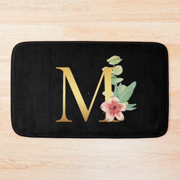 Item preview, Floral Gold Monogram M - Letter Art Black designed and sold by MysticMagpie.