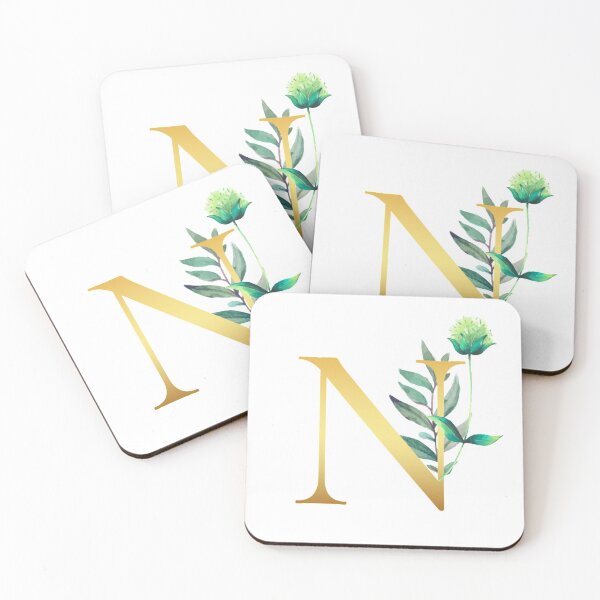 Item preview, Floral Gold Monogram N - Letter Art designed and sold by MysticMagpie.