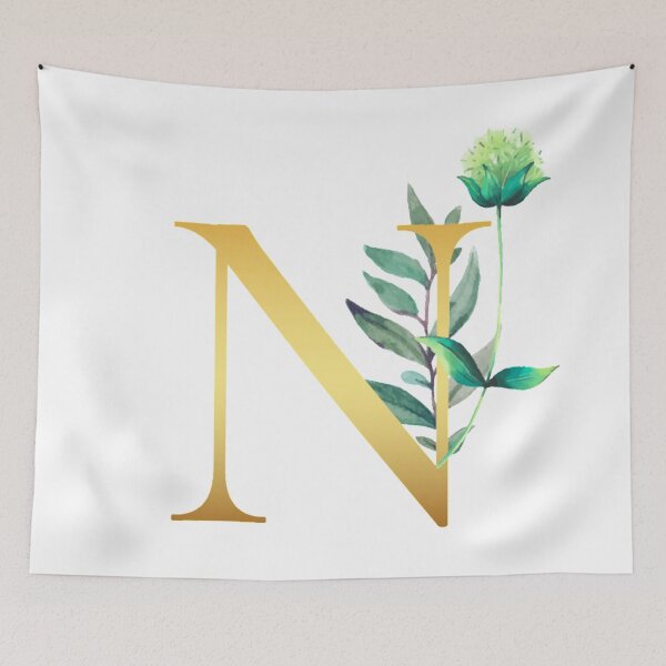 Item preview, Floral Gold Monogram N - Letter Art designed and sold by MysticMagpie.