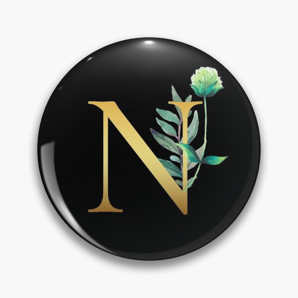 Item preview, Floral Gold Monogram N - Letter Art Black designed and sold by MysticMagpie.
