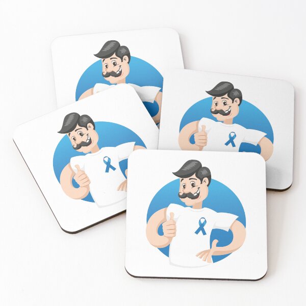 Item preview, male mascot supporting blue November, against prostate cancer, wearing a white shirt with blue tape and mustache.  designed and sold by LucianoCosmo.