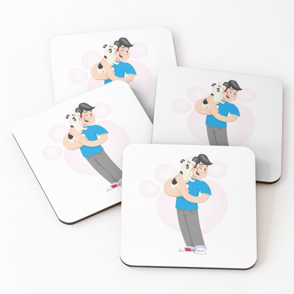 Item preview, Illustration mascot bob hugging a dog demonstrating a lot of affection designed and sold by LucianoCosmo.