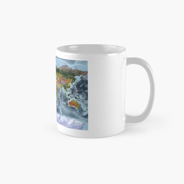 Item preview, Miller Cylindrical - World Relief Map showing land and oceans designed and sold by ThinkAboutMaps.