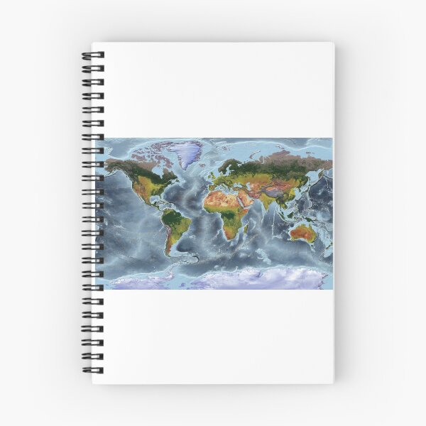 Item preview, Miller Cylindrical - World Relief Map showing land and oceans designed and sold by ThinkAboutMaps.