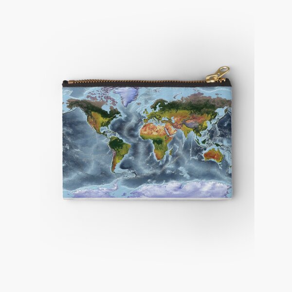 Item preview, Miller Cylindrical - World Relief Map showing land and oceans designed and sold by ThinkAboutMaps.