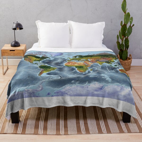 Item preview, Miller Cylindrical - World Relief Map showing land and oceans designed and sold by ThinkAboutMaps.