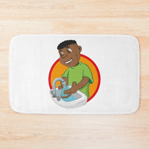 Item preview, Illustration of boy with afro descent washing his hands in a sink under running water designed and sold by LucianoCosmo.