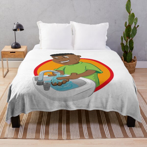 Item preview, Illustration of boy with afro descent washing his hands in a sink under running water designed and sold by LucianoCosmo.