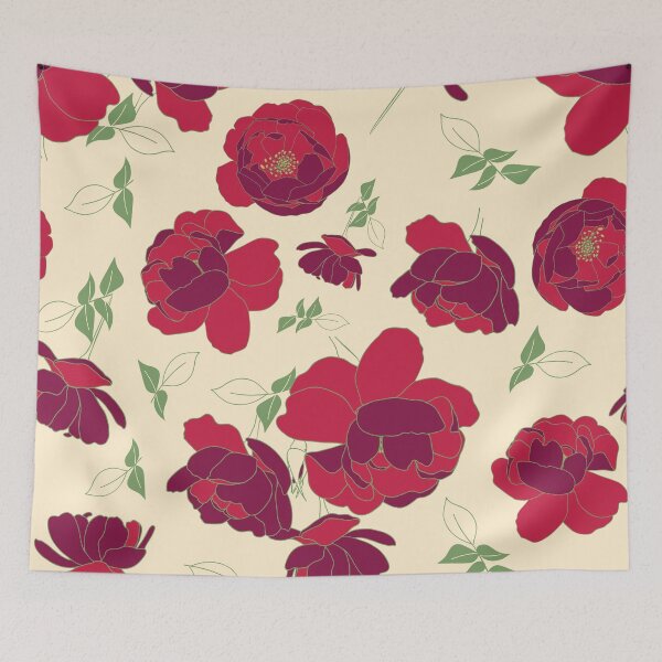 Item preview, English Roses in Cream and Red designed and sold by FEM-creative.