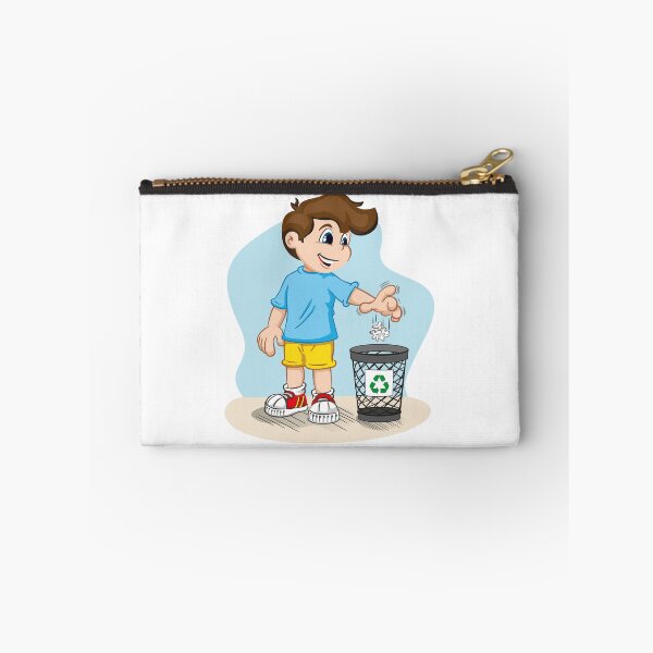 Item preview, Illustration of boy person throwing trash into recycle bin, recycling trash designed and sold by LucianoCosmo.