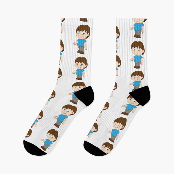 Item preview, Illustration yuyu, boy mascot boy standing in standing position waiting for wearing blue t-shirt gray pants designed and sold by LucianoCosmo.