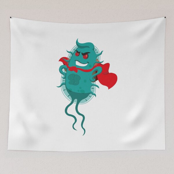 Item preview, Concept of resistance to antibiotics. Creature superbug a microorganism with cover of super villain.  designed and sold by LucianoCosmo.