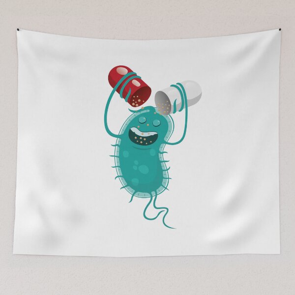 Item preview, Cartoon representation of a super bug a microorganism, feeding on the drug or antibiotic designed and sold by LucianoCosmo.