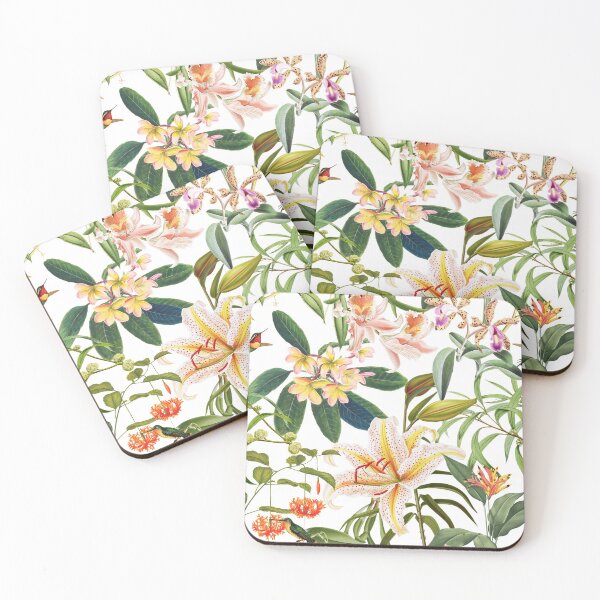 Item preview, Pretty Tropical Floral Hummingbird Pattern designed and sold by grandreverie.