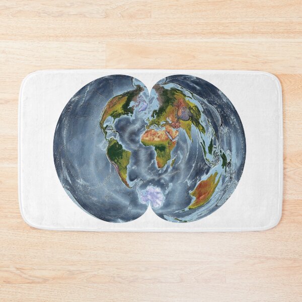 Item preview, Polyclonic projection - World Relief Map showing land and oceans designed and sold by ThinkAboutMaps.