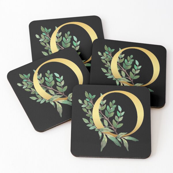 Item preview, Floral Gold Monogram O - Letter Art Black designed and sold by MysticMagpie.